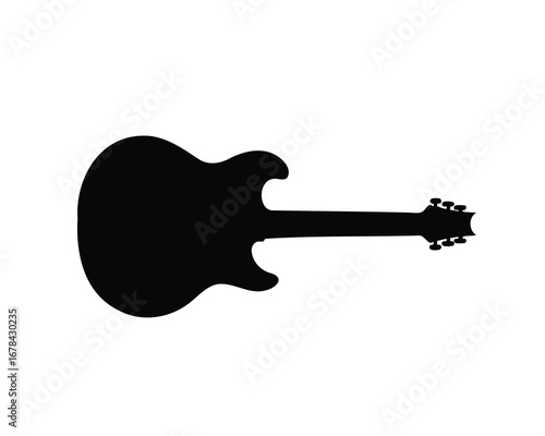 Silhouette of a Gibson ES335 style electric guitar on white background