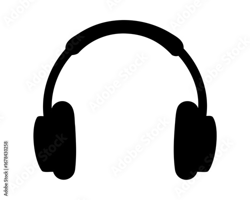 Silhouette of over ear headphones for listening to music and podcasts