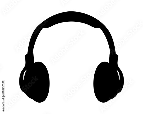 Black silhouette of overear headphones for listening to audio content