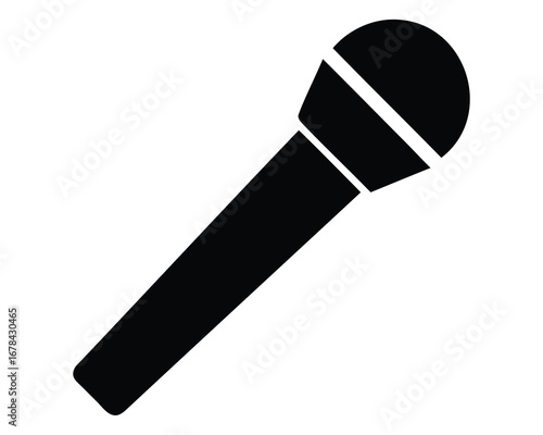 Simple minimalistic black and white microphone illustration for singing and recording