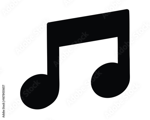 Black double eighth musical note isolated on a white background symbol