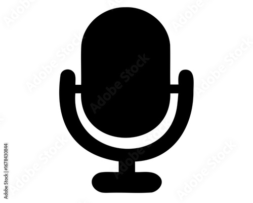Simple black and white microphone icon for audio recording and broadcasting