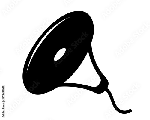 Silhouette of an antique gramophone speaker with a distinctive horn shape