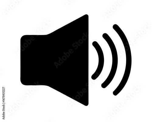 A loud sound icon showing that the volume of a speaker is on