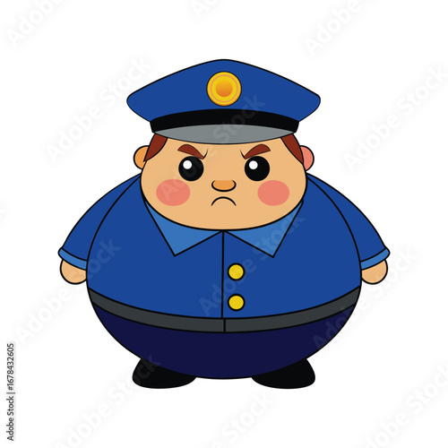 Overweight Policeman Wearing his Uniform Vector Cartoon Character