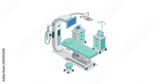 Isometric modern operating room equipment set for medical facilities