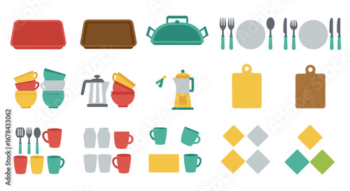 Colorful kitchenware set inspired by mid-century style for modern homes