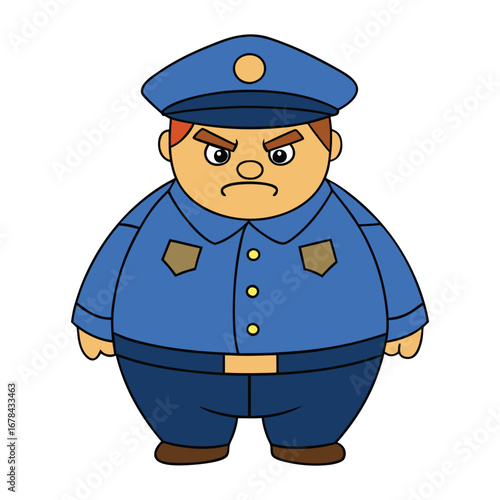 Overweight Policeman Wearing his Uniform Vector Cartoon Character