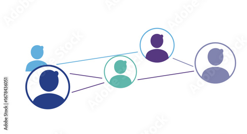 Simple network of connected people icons in minimalist style