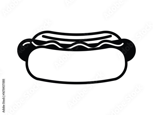 Vector illustration of a hot dog with mustard, food, delicious
