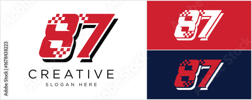 Design number 87 racing, Sport, Motocross Design vector illustration