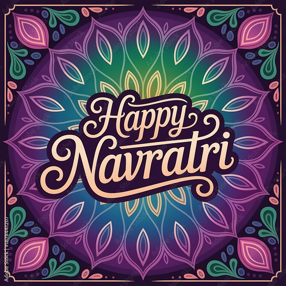 Fototapeta premium Chaitra Navratri is a Hindu festival celebrating nine days of devotion to Goddess Durga. Creative vector illustration design.