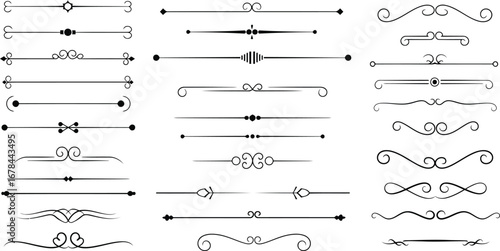 Elegant ornate dividers flourish ornaments design elements decorative vintage style set vector