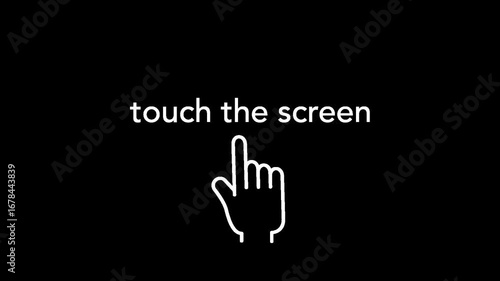Hand touchscreen icon animation on transparent background with alpha channel