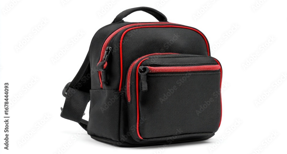 Naklejka premium Small black backpack with red trim