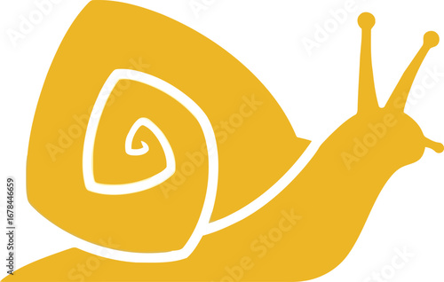Simple golden snail illustration minimalist animal icon modern cute character design vector