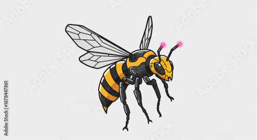Cartoon Wasp Illustration with Yellow and Black Stripes.