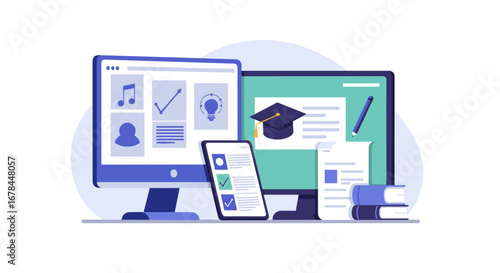 Digital learning environment with computers and educational materials