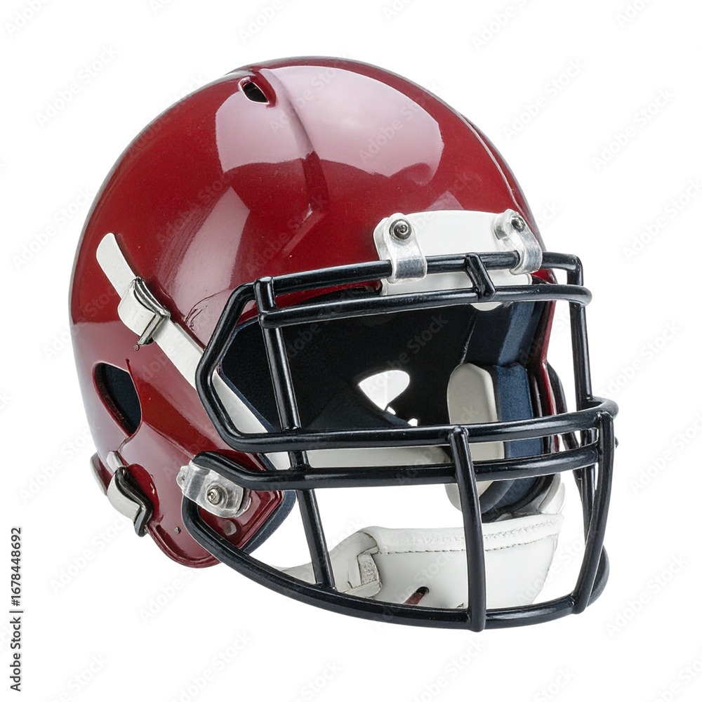 Fototapeta premium American football helmet with a face mask, isolated on a white background