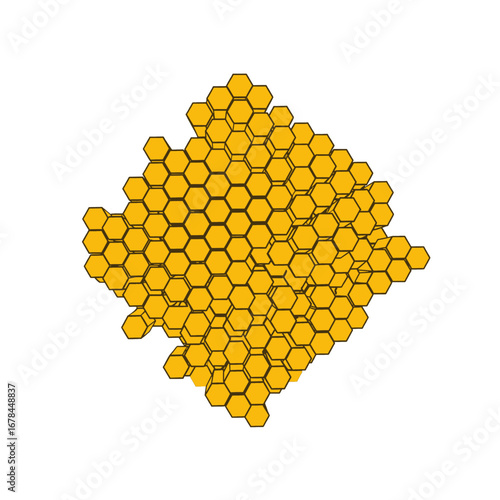 Abstract Yellow Hexagon Geometric Pattern Design Honeycomb Structure with Intricate Details Perfect for Creative Projects