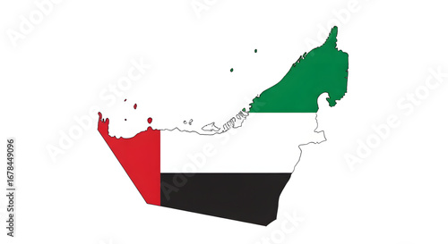 United Arab Emirates Map with National Flag – UAE Country Illustration