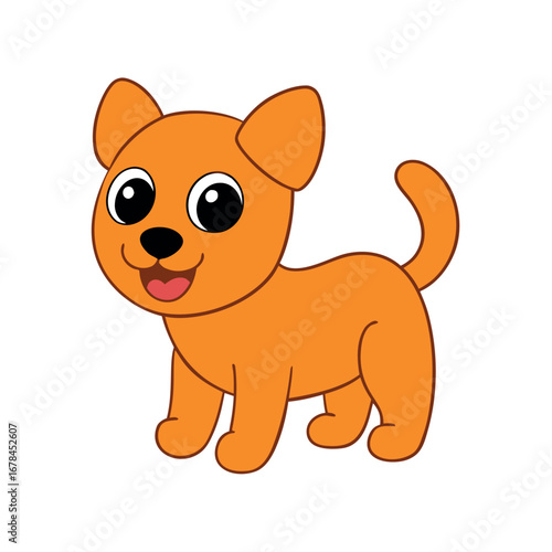 Cute cartoon puppy happily wagging tail in bright playful artwork Vector illustration