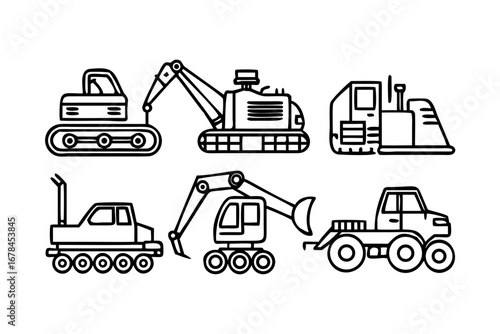 Vector illustration of construction vehicles