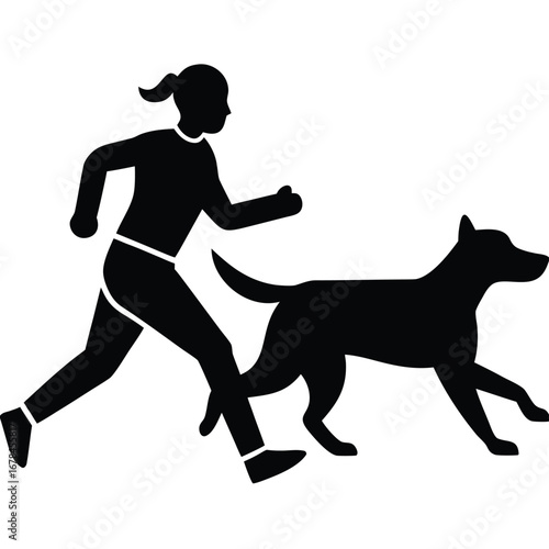 A person running with a dog