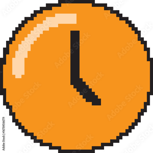 8 Bit Pixel Art Time Clock Icon in Retro Style for Schedule and Office Design