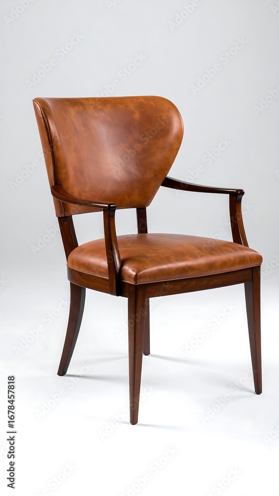 Fototapeta premium Mid-century modern armchair in light brown leather