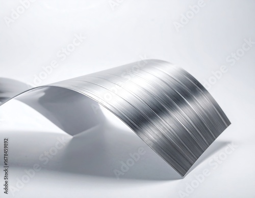 Metal sheet, curved and reflective