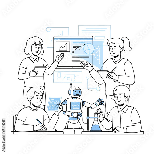 Illustrative Learning Environment with Students Robot and Data Charts Promoting Scientific Exploration and Technological Advancement in a Classroom Setting