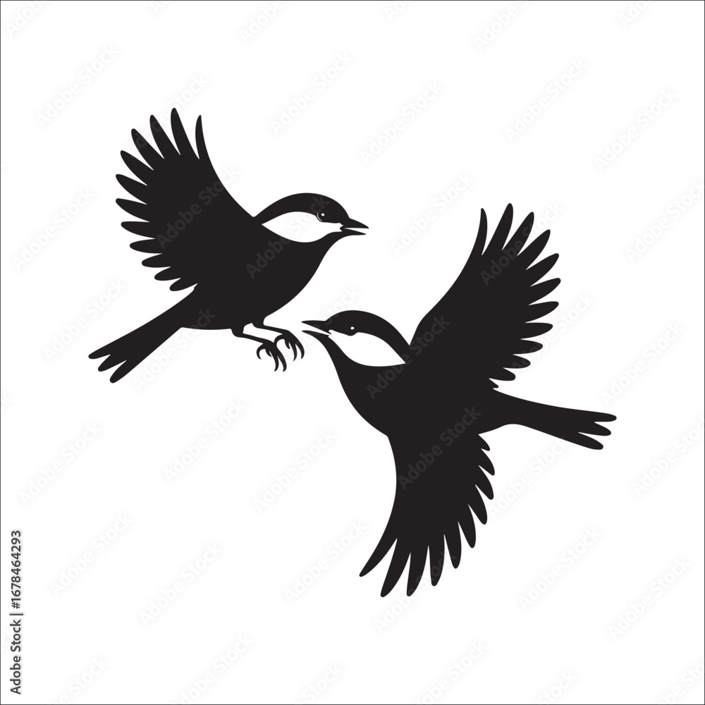 Obraz premium Eagle flying silhouette vector illustration with stylized wings
