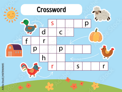 Farm Animals Crossword Puzzle for Kids