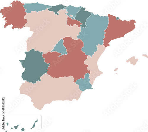 Detailed map illustration of the country of Spain