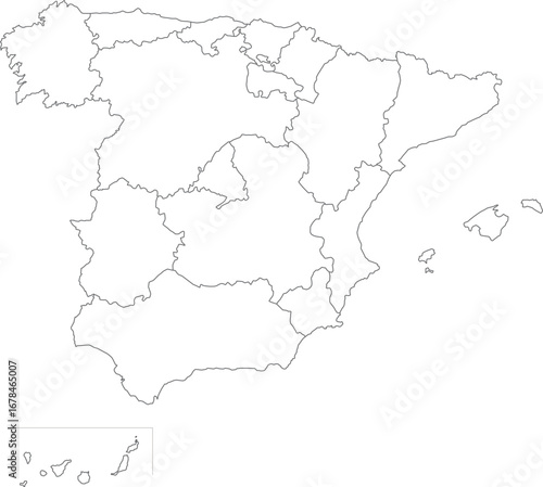 Detailed map illustration of the country of Spain