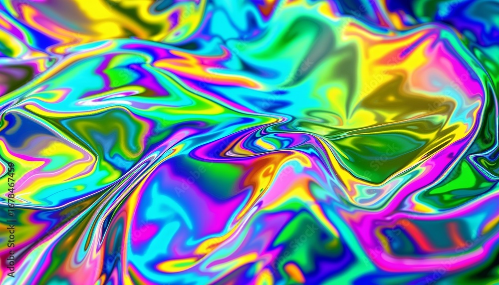 Naklejka premium サイケデリックな色彩の液体金属
