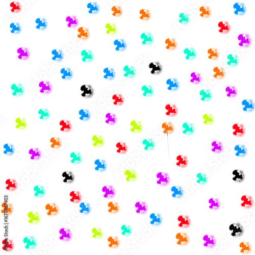 Abstract seamless pattern with flying birds in beautiful rainbow colour effect on white background 