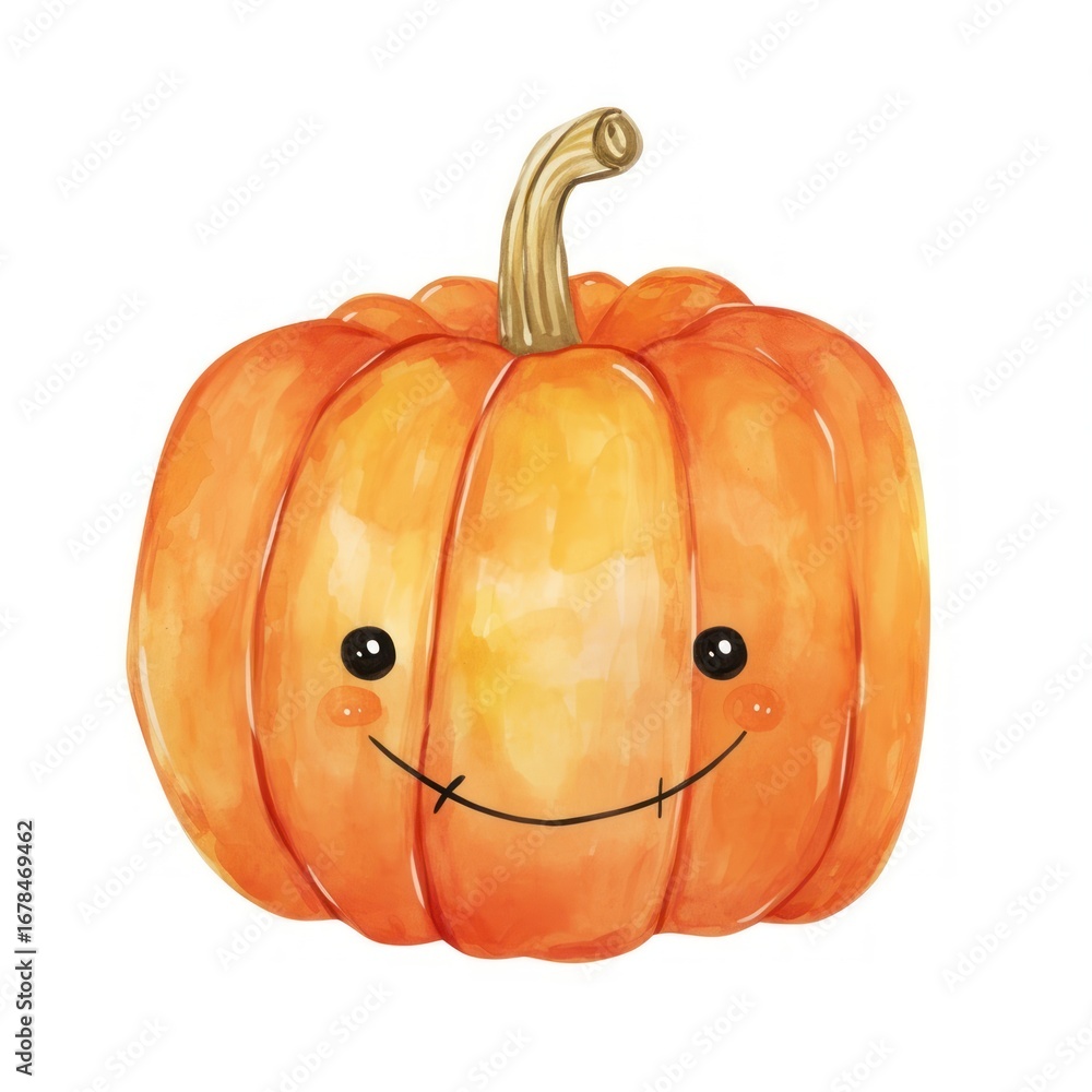 Obraz premium Pumpkin with halloween face illustration cute art.