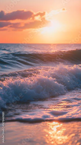 Serene sunset over ocean waves