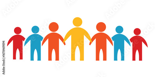 Colorful Paper Chain People Holding Hands Symbolizing Unity and Diversity