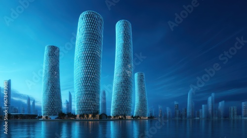 Futuristic Cityscape with Tall Buildings in a High Fidelity Digital Art Environment