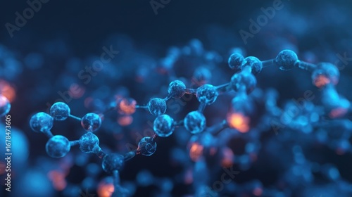 High Resolution 3D Rendered Glowing Molecular Structure Illustration in Vibrant Colors