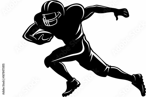 Silhouette of a football player running with the ball in his hand in a dynamic action pose image created with generated ai