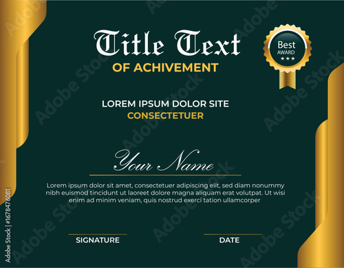 Elegant Certificate of Achievement Template Vector Design