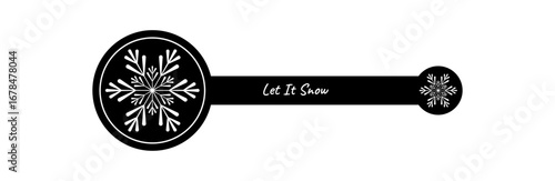 Snowflake outline lid label stands as a circle icon in black and white, ideal as a seal for package or box. Elegant christmas decoration and shipping accent in minimal, festive style.