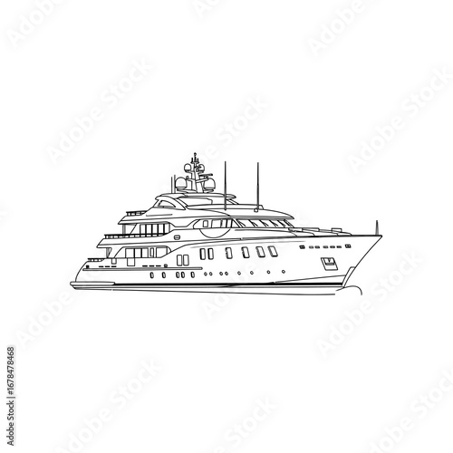 Luxury yacht illustration cruising on the water promoting maritime travel adventure  upscale vacation lifestyle.