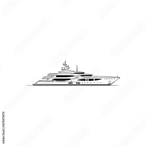 luxury yacht illustration sailing on the sea conveying wealth and leisure for travel brochures and nautical themed designs