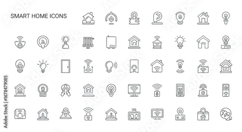 Smart home automation system displaying various connected devices and sensors for modern living, showcasing convenience and technology.