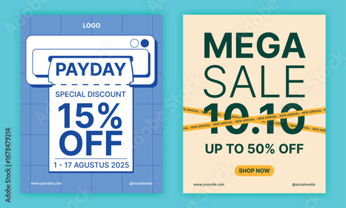Modern and stylish social media post template with a bold typographic design for a major sale event